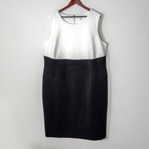 Calvin Klein Black and White Sleeveless Midi Dress